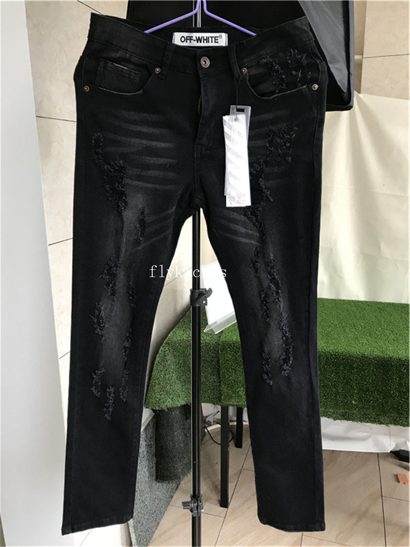 Off White Black Denim Jeans & Pants